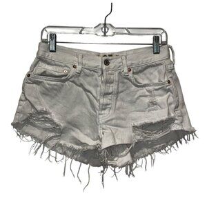 Free People We The Free White Frayed Hem Women's  Denim Shorts Size 27 Womens